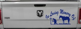 In Memory Of Cowboy At Cross Western Rodeo Ranch Farm Car or Truck Window Decal Sticker (Navy)