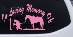 In Memory Of Cowboy At Cross Western Rodeo Ranch Farm Car or Truck Window Vinyl Decal Sticker (Pink)