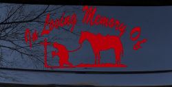In Memory Of Cowboy At Cross Western Rodeo Ranch Farm Car or Truck Window Decal Sticker (Red)