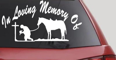 In Memory Of Cowboy At Cross Western Rodeo Ranch Farm Car or Truck Window Vinyl Decal Sticker