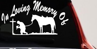 In Memory Of Cowboy At Cross Western Rodeo Ranch Farm Car or Truck Window Vinyl Decal Sticker