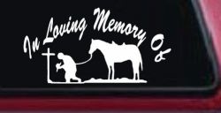 In Memory Of Cowboy At Cross Western Rodeo Ranch Farm Car or Truck Window Decal Sticker