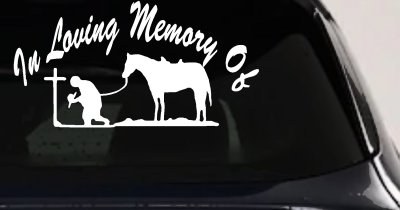 In Memory Of Cowboy At Cross Western Rodeo Ranch Farm Car or Truck Window Vinyl Decal Sticker