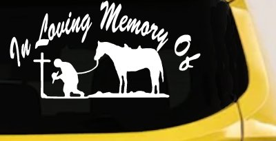 In Memory Of Cowboy At Cross Western Rodeo Ranch Farm Car or Truck Window Vinyl Decal Sticker