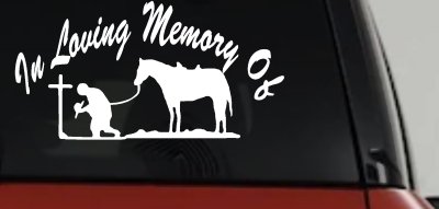 In Memory Of Cowboy At Cross Western Rodeo Ranch Farm Car or Truck Window Vinyl Decal Sticker