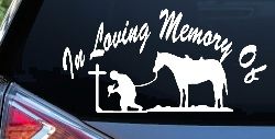 In Memory Of Cowboy At Cross Western Rodeo Ranch Farm Car or Truck Window Decal Sticker