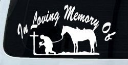 In Memory Of Cowboy At Cross Western Rodeo Ranch Farm Car or Truck Window Decal Sticker
