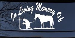 In Memory Of Cowboy At Cross Western Rodeo Ranch Farm Car or Truck Window Decal Sticker