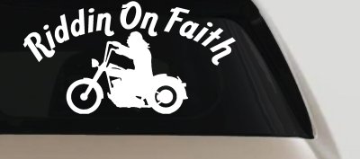 Riddin on Faith Motorcycle Christian Biker Car or Truck Window Vinyl Decal Sticker