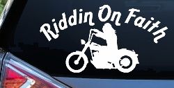 Riddin on Faith Motorcycle Christian Biker Car or Truck Window Decal Sticker