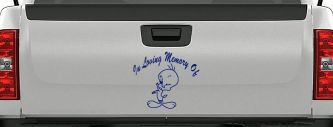 In Memory Of Tweety Bird Cartoons Car or Truck Window Decal Sticker (Navy)