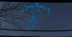 In Memory Of Tweety Bird Cartoons Car or Truck Window Decal Sticker (Sky Blue)