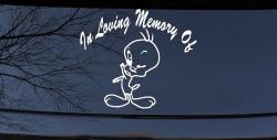 In Memory Of Tweety Bird Cartoons Car or Truck Window Decal Sticker
