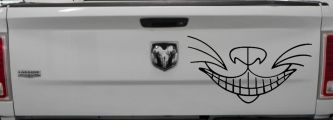 Cat Smile Face Car or Truck Window Decal Sticker (Black)