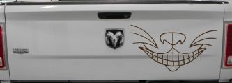 Cat Smile Face Car or Truck Window Decal Sticker (Brown)