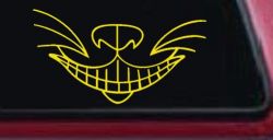 Cat Smile Face Car or Truck Window Decal Sticker (Yellow)