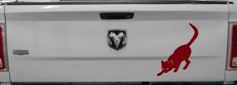 Cat Stalking Car or Truck Window Decal Sticker (Burgundy)