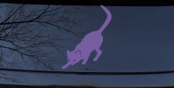 Cat Stalking Car or Truck Window Vinyl Decal Sticker (Purple)