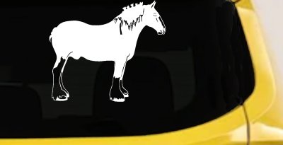 Clydesdale Horse Car or Truck Window Vinyl Decal Sticker (White)