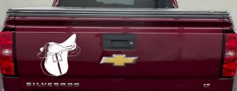Horse Saddle Western Car or Truck Window Decal Sticker (White)