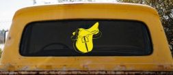 Horse Saddle Western Car or Truck Window Decal Sticker (Yellow)