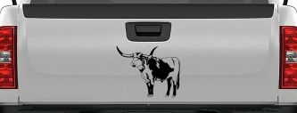 Longhorn Bull Car or Truck Window Decal Sticker (Black)