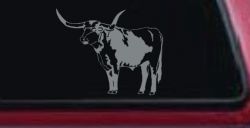 Longhorn Bull Car or Truck Window Decal Sticker (Telegrey)
