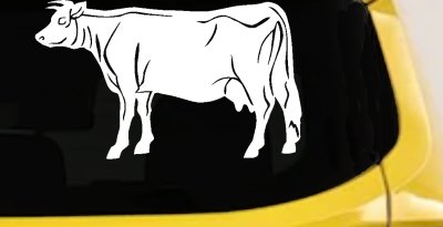 Solid Cow Car or Truck Window Vinyl Decal Sticker (White)