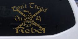 Gadsden Dont Tread On a Rebel Country Car or Truck Window Decal Sticker (Gold)