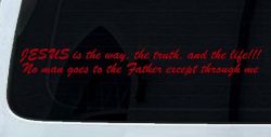 JESUS is the way Christian Car or Truck Window Decal Sticker (Red)