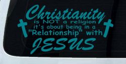 Relationship With Jesus Christian Car or Truck Window Vinyl Decal Sticker (Turquoise Blue)
