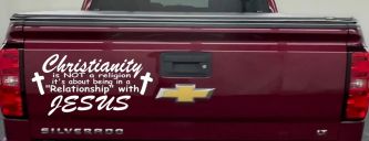Relationship With Jesus Christian Car or Truck Window Decal Sticker (White)