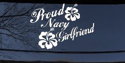 Proud Navy Girlfriend Hibiscus Flowers Military Car or Truck Window Decal Sticker
