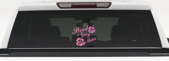 Proud Navy Mom Hibiscus Flowers Military Car or Truck Window Vinyl Decal Sticker (Pink)