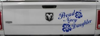 Proud Navy Daughter Hibiscus Flowers Military Car or Truck Window Vinyl Decal Sticker (Navy)