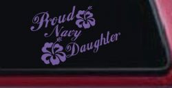 Proud Navy Daughter Hibiscus Flowers Military Car or Truck Window Vinyl Decal Sticker (Purple)