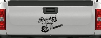 Proud Navy Mamaw Hibiscus Flowers Military Car or Truck Window Decal Sticker (Black)