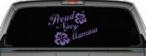 Proud Navy Mamaw Hibiscus Flowers Military Car or Truck Window Vinyl Decal Sticker (Purple)