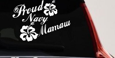 Proud Navy Mamaw Hibiscus Flowers Military Car or Truck Window Vinyl Decal Sticker