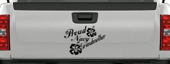 Proud Navy Grandmother Hibiscus Flowers Military Car or Truck Window Vinyl Decal Sticker (Black)