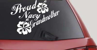 Proud Navy Grandmother Hibiscus Flowers Military Car or Truck Window Vinyl Decal Sticker