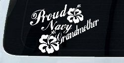 Proud Navy Grandmother Hibiscus Flowers Military Car or Truck Window Decal Sticker