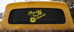 Proud Navy Grandmother Hibiscus Flowers Military Car or Truck Window Decal Sticker (Yellow)