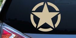 Military Jeep Star Segmented Car or Truck Window Decal Sticker (Desert Sand)