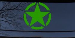 Military Jeep Star Segmented Car or Truck Window Decal Sticker (Lime)