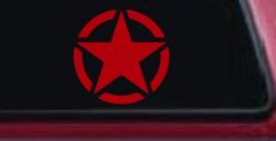 Military Jeep Star Segmented Car or Truck Window Vinyl Decal Sticker (Red)