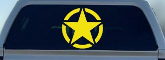 Military Jeep Star Segmented Car or Truck Window Decal Sticker (Yellow)