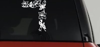 Corner Flower Vine Car or Truck Window Vinyl Decal Sticker
