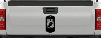 POW MIA Dog Tag Military Car or Truck Window Decal Sticker (Black)