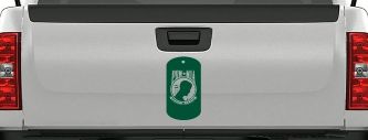 POW MIA Dog Tag Military Car or Truck Window Decal Sticker (Dark Green)